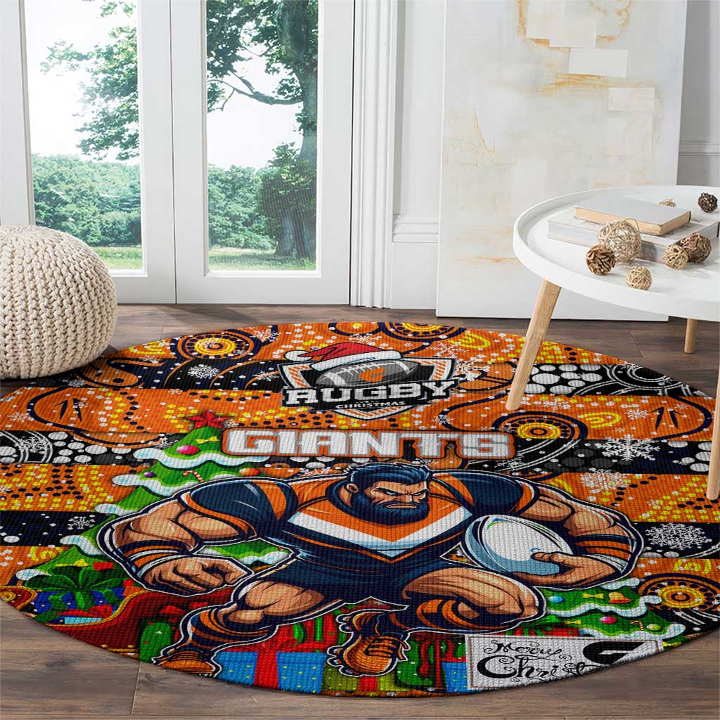 Giants Football Merry Christmas Round Carpet Indigenous Australian Art