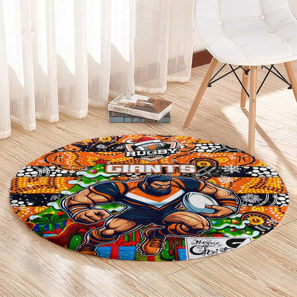 Giants Football Merry Christmas Round Carpet Indigenous Australian Art