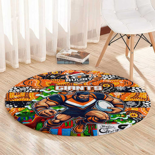 Giants Football Merry Christmas Round Carpet Indigenous Australian Art