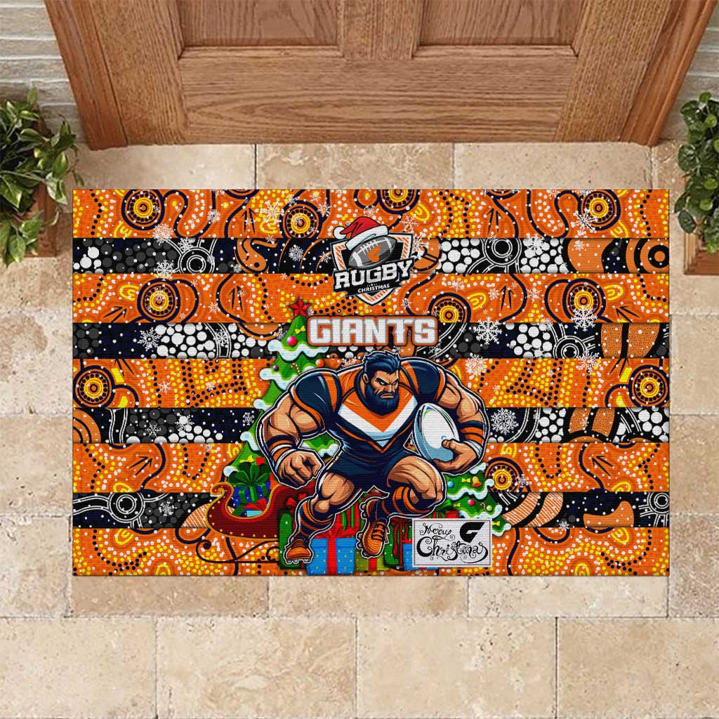 Giants Football Merry Christmas Rubber Doormat Indigenous Australian Art