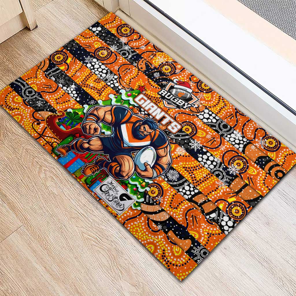 Giants Football Merry Christmas Rubber Doormat Indigenous Australian Art