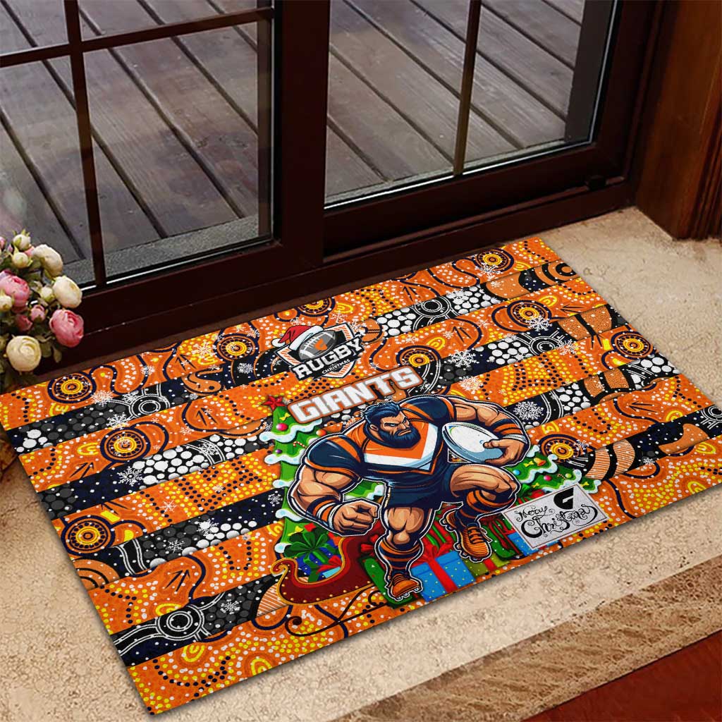 Giants Football Merry Christmas Rubber Doormat Indigenous Australian Art