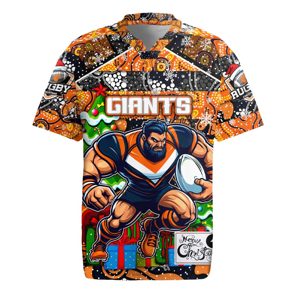 Custom Giants Rugby Merry Christmas Rugby Jersey Indigenous Australian Art