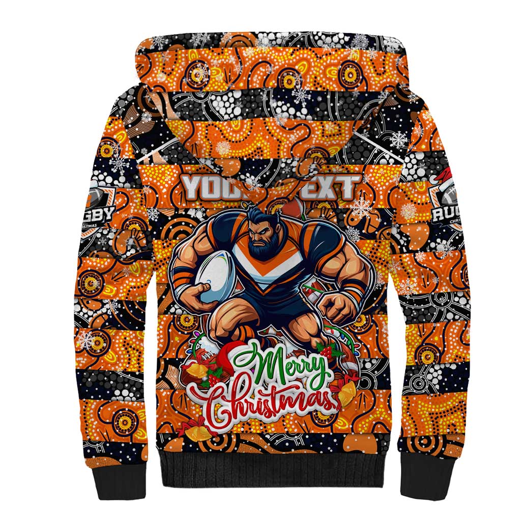 Custom Giants Rugby Merry Christmas Sherpa Hoodie Indigenous Australian Art