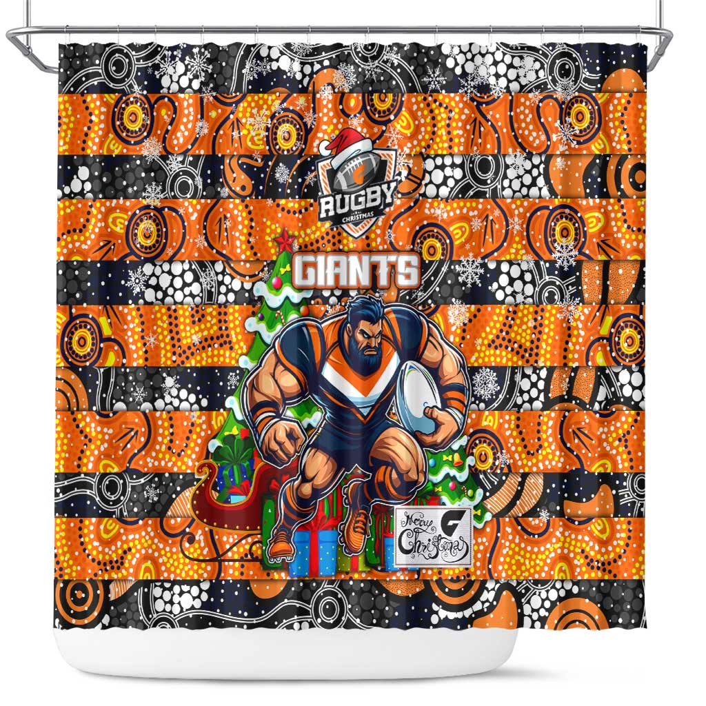 Giants Football Merry Christmas Shower Curtain Indigenous Australian Art