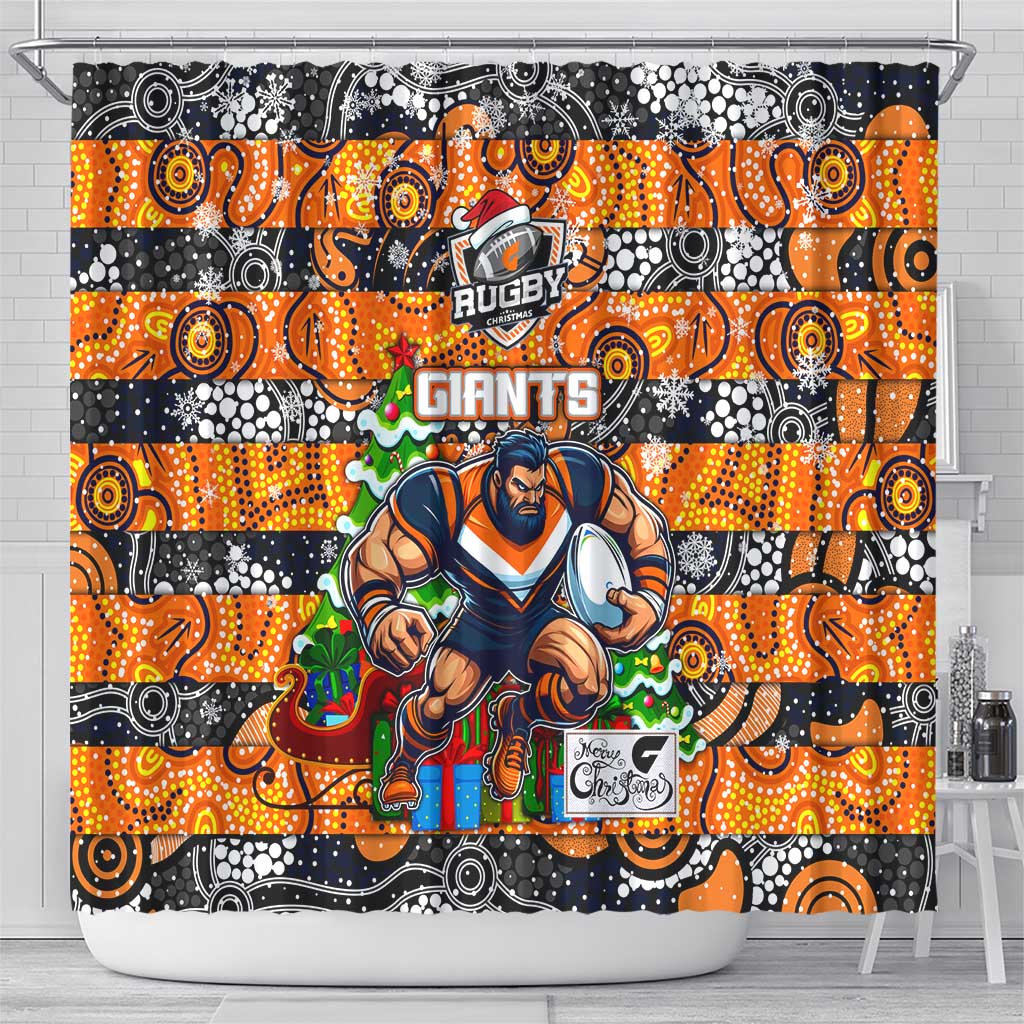 Giants Football Merry Christmas Shower Curtain Indigenous Australian Art