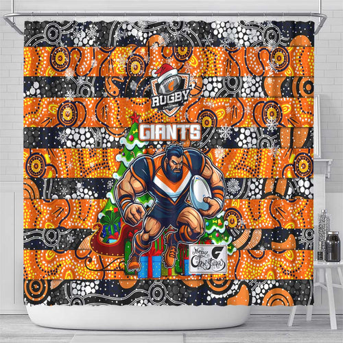 Giants Football Merry Christmas Shower Curtain Indigenous Australian Art