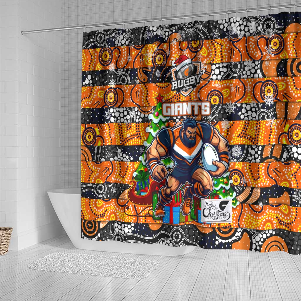 Giants Football Merry Christmas Shower Curtain Indigenous Australian Art