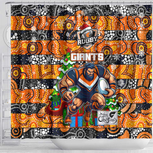 Giants Football Merry Christmas Shower Curtain Indigenous Australian Art