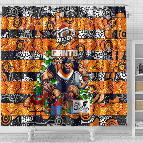 Giants Football Merry Christmas Shower Curtain Indigenous Australian Art