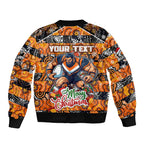 Custom Giants Rugby Merry Christmas Sleeve Zip Bomber Jacket Indigenous Australian Art
