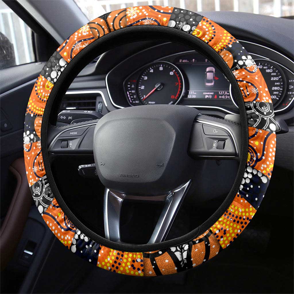 Giants Football Merry Christmas Steering Wheel Cover Indigenous Australian Art