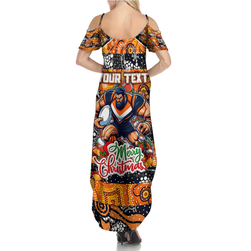 Custom Giants Rugby Merry Christmas Summer Maxi Dress Indigenous Australian Art