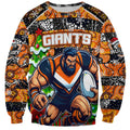 Custom Giants Rugby Merry Christmas Sweatshirt Indigenous Australian Art