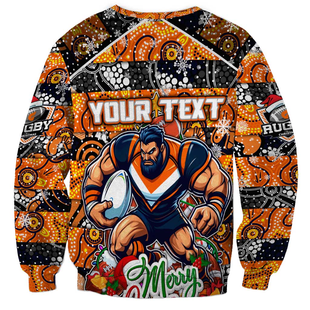 Custom Giants Rugby Merry Christmas Sweatshirt Indigenous Australian Art
