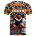 Custom Giants Rugby Merry Christmas T Shirt Indigenous Australian Art