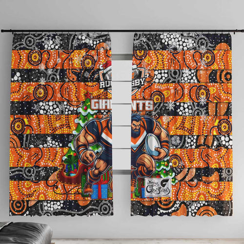 Giants Football Merry Christmas Window Curtain Indigenous Australian Art