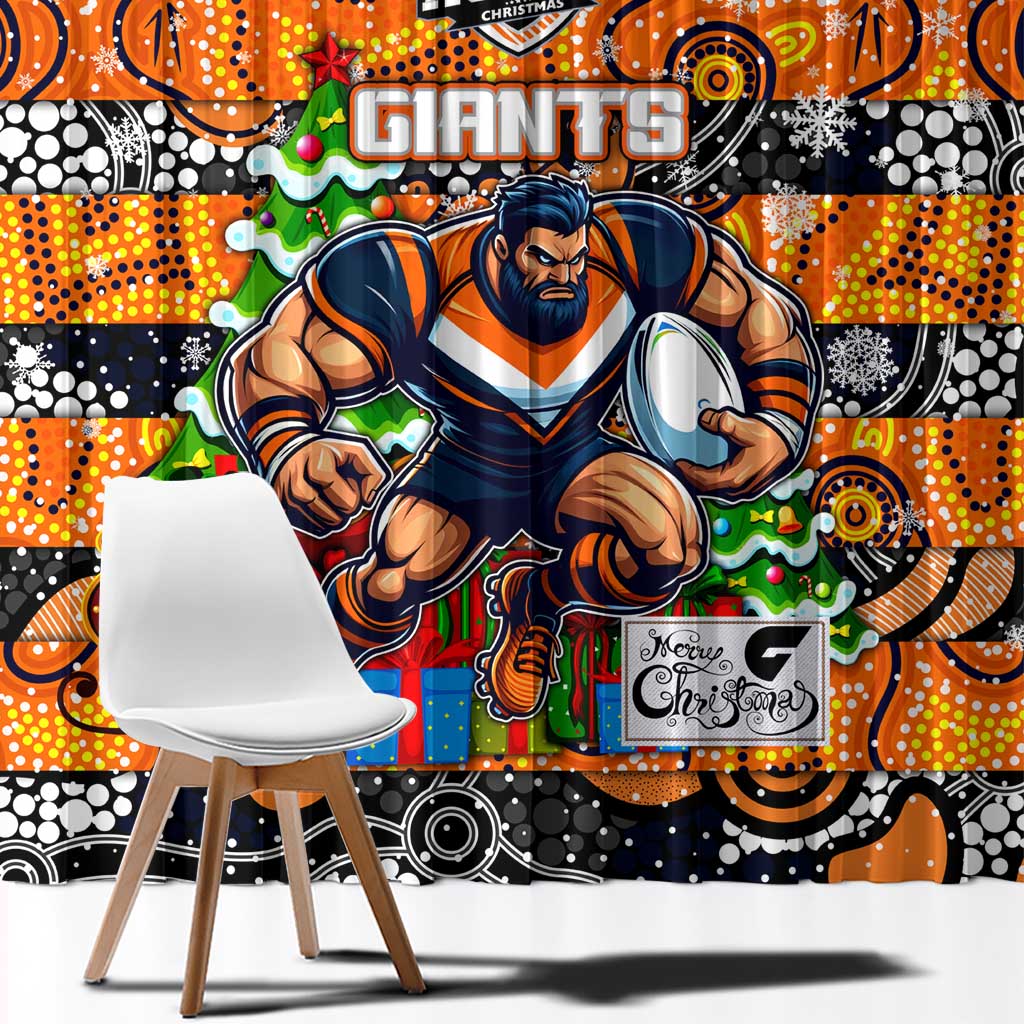 Giants Football Merry Christmas Window Curtain Indigenous Australian Art