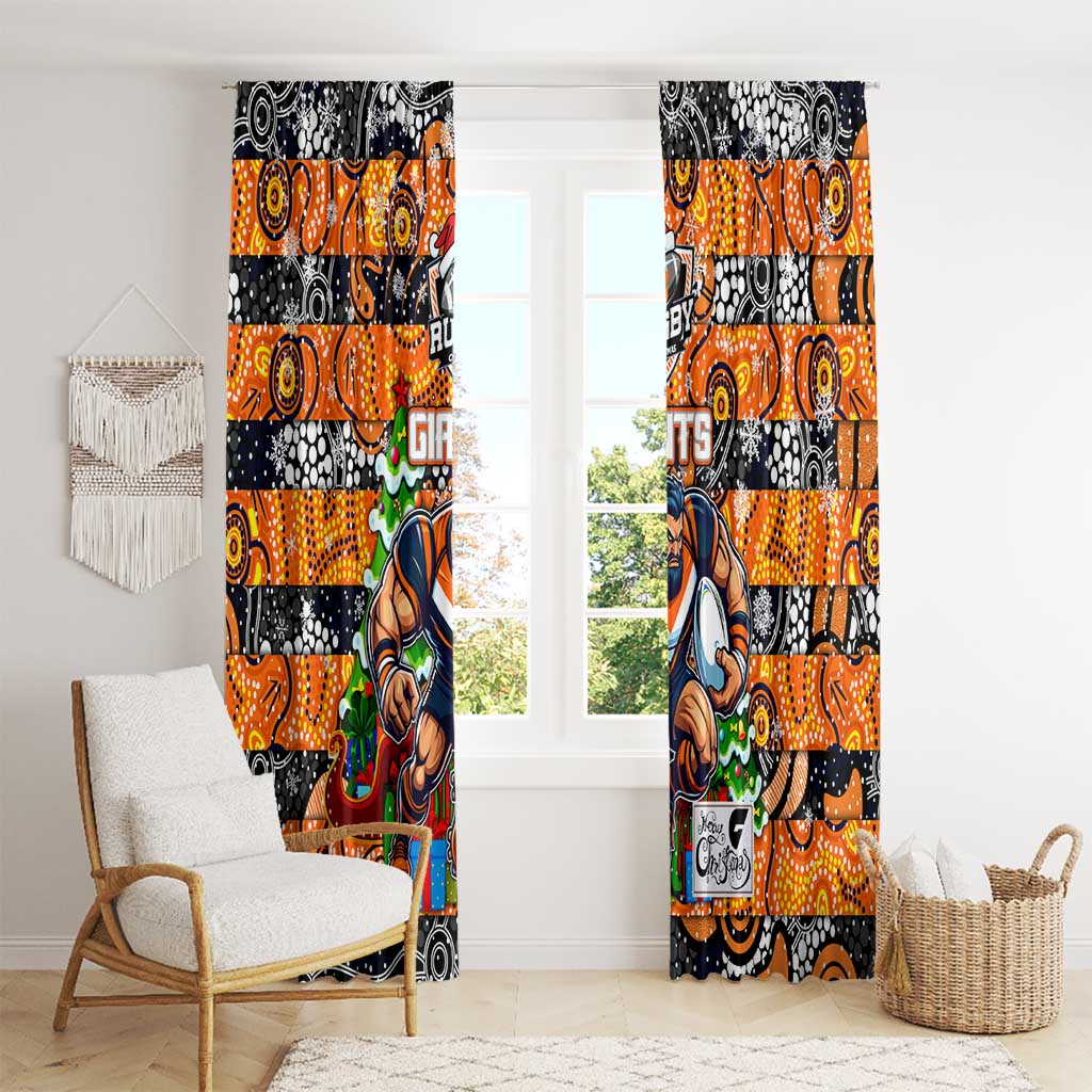 Giants Football Merry Christmas Window Curtain Indigenous Australian Art