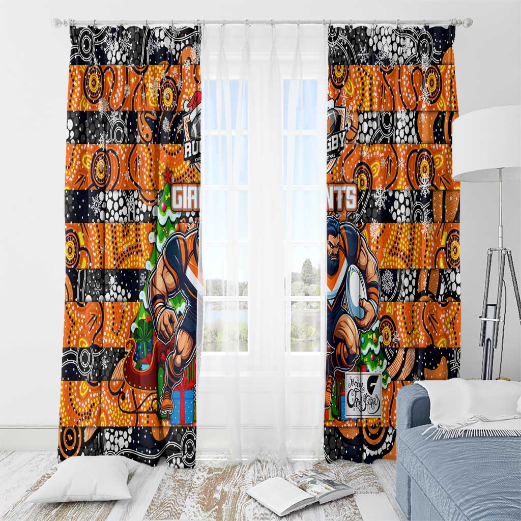 Giants Football Merry Christmas Window Curtain Indigenous Australian Art