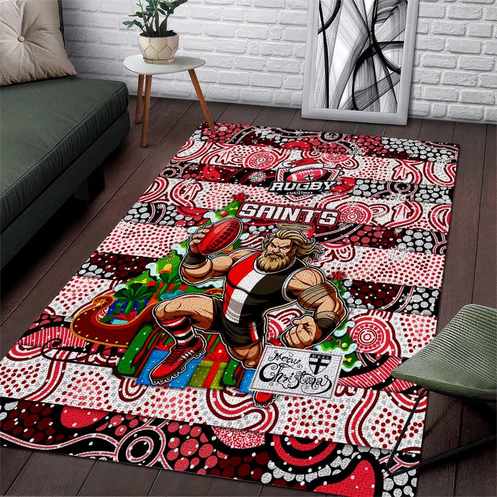 Saints Football Merry Christmas Area Rug Indigenous Australian Art