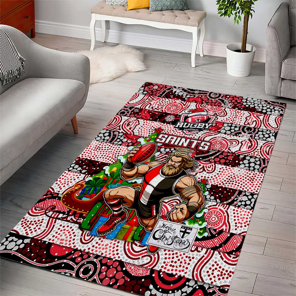 Saints Football Merry Christmas Area Rug Indigenous Australian Art