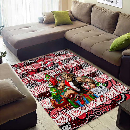 Saints Football Merry Christmas Area Rug Indigenous Australian Art