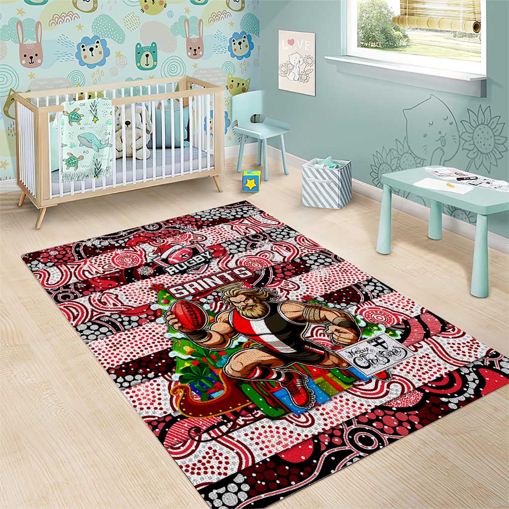 Saints Football Merry Christmas Area Rug Indigenous Australian Art