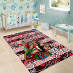 Saints Football Merry Christmas Area Rug Indigenous Australian Art