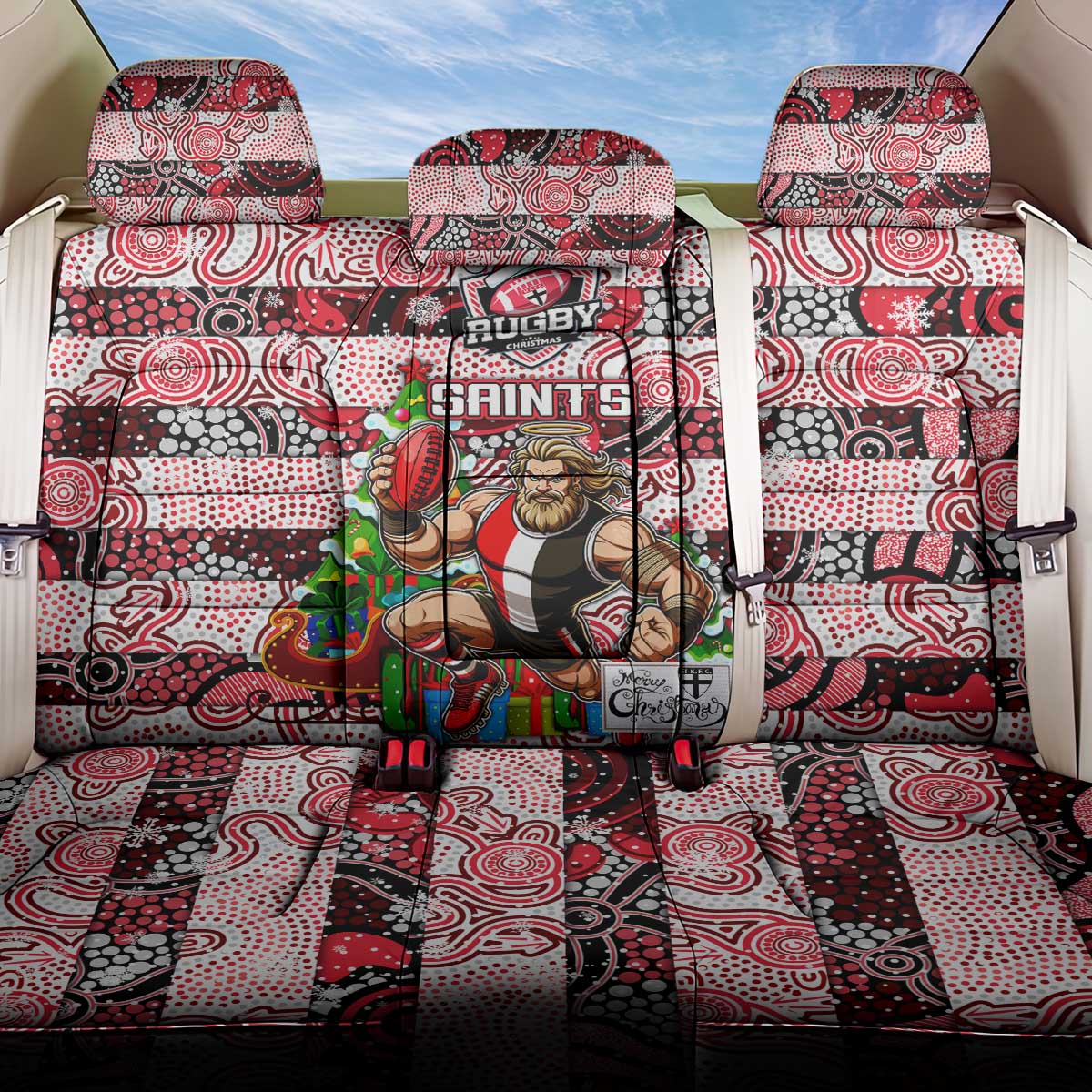Saints Football Merry Christmas Back Car Seat Cover Indigenous Australian Art