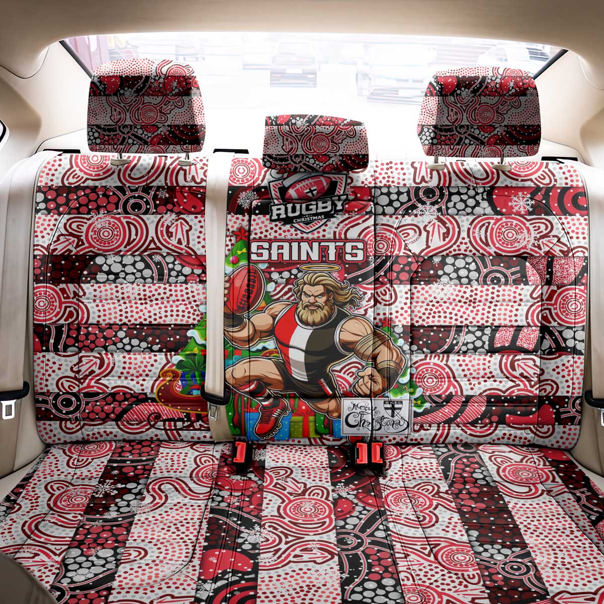 Saints Football Merry Christmas Back Car Seat Cover Indigenous Australian Art