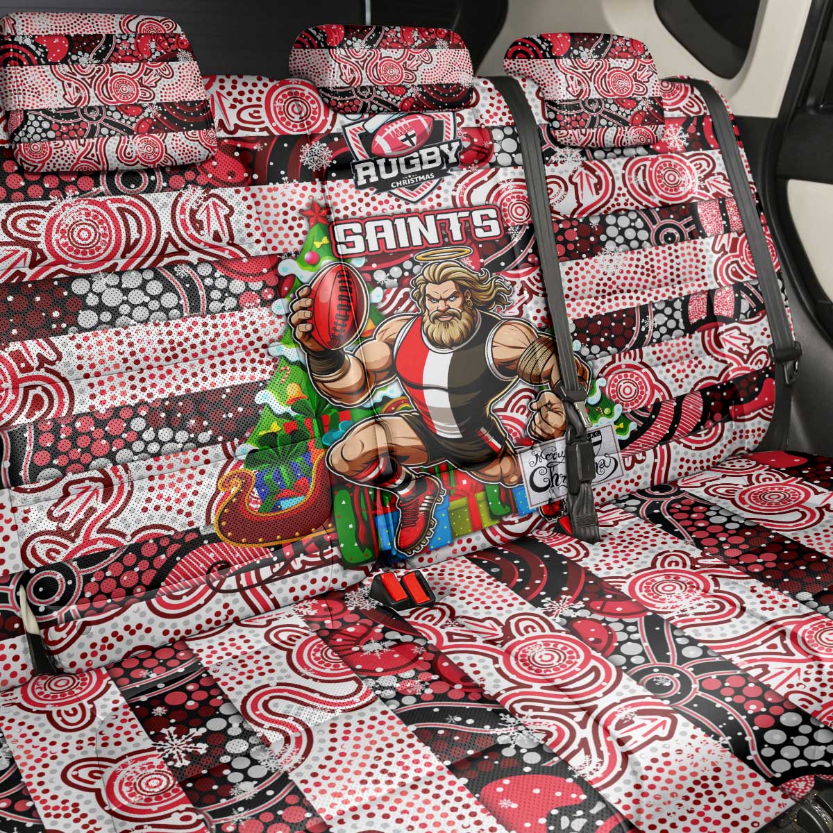Saints Football Merry Christmas Back Car Seat Cover Indigenous Australian Art