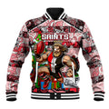 Custom Saints Rugby Merry Christmas Baseball Jacket Indigenous Australian Art