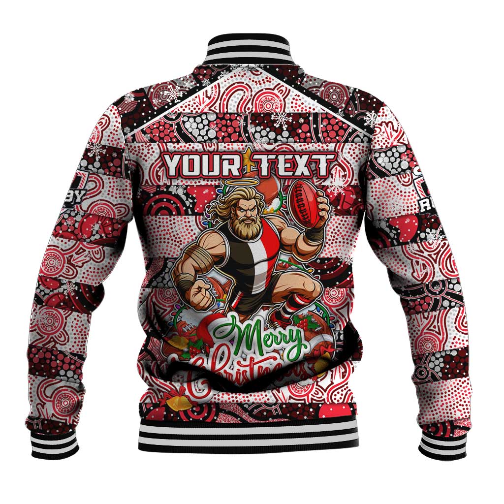 Custom Saints Rugby Merry Christmas Baseball Jacket Indigenous Australian Art