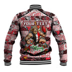 Custom Saints Rugby Merry Christmas Baseball Jacket Indigenous Australian Art