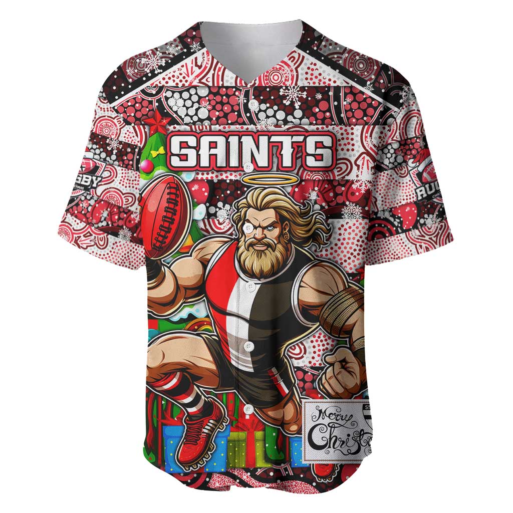 Custom Saints Rugby Merry Christmas Baseball Jersey Indigenous Australian Art