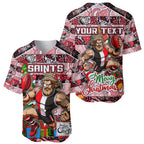 Custom Saints Rugby Merry Christmas Baseball Jersey Indigenous Australian Art