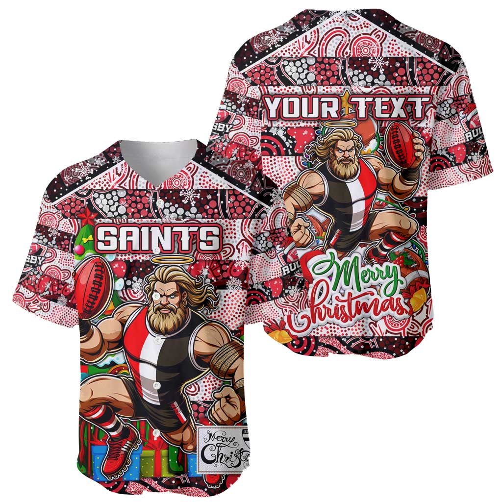 Custom Saints Rugby Merry Christmas Baseball Jersey Indigenous Australian Art