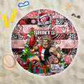 Saints Football Merry Christmas Beach Blanket Indigenous Australian Art