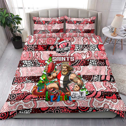 Saints Football Merry Christmas Bedding Set Indigenous Australian Art