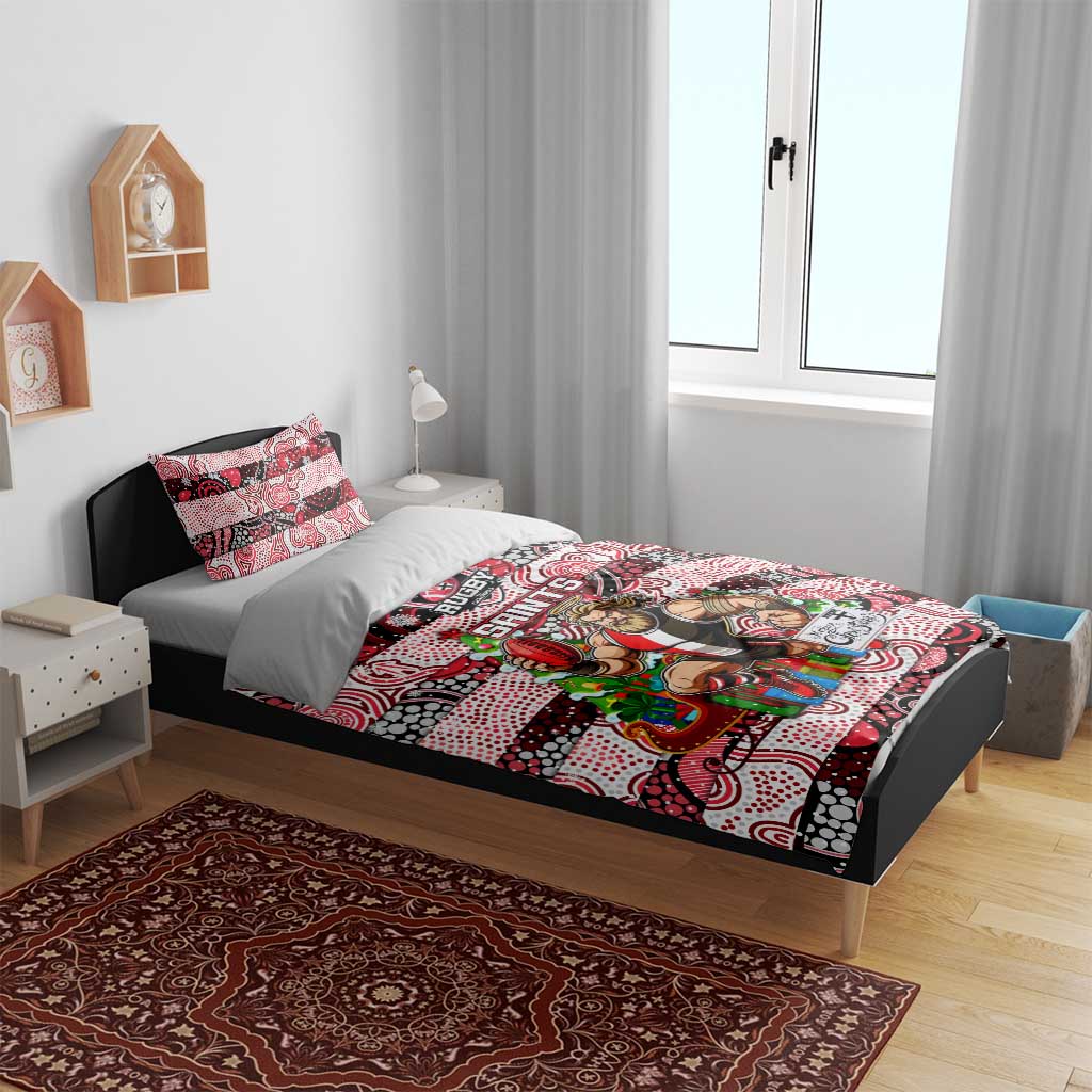 Saints Football Merry Christmas Bedding Set Indigenous Australian Art