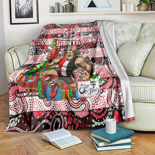 Saints Football Merry Christmas Blanket Indigenous Australian Art