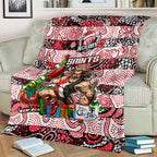 Saints Football Merry Christmas Blanket Indigenous Australian Art