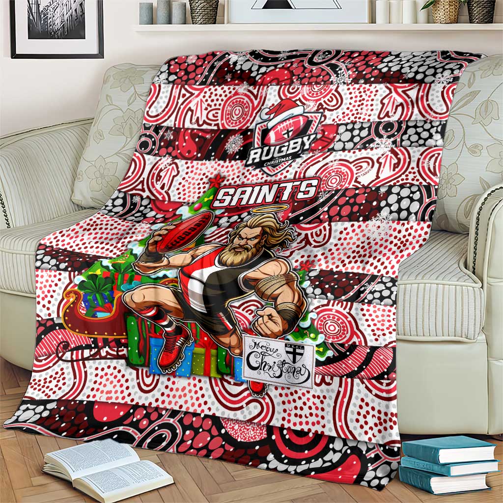 Saints Football Merry Christmas Blanket Indigenous Australian Art