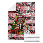 Saints Football Merry Christmas Blanket Indigenous Australian Art