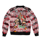 Custom Saints Rugby Merry Christmas Bomber Jacket Indigenous Australian Art