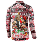 Custom Saints Rugby Merry Christmas Button Sweatshirt Indigenous Australian Art