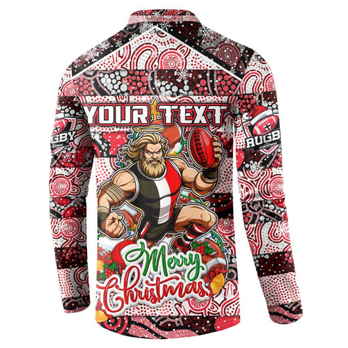 Custom Saints Rugby Merry Christmas Button Sweatshirt Indigenous Australian Art