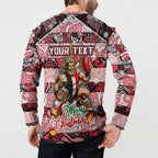 Custom Saints Rugby Merry Christmas Button Sweatshirt Indigenous Australian Art
