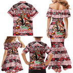 Custom Saints Rugby Merry Christmas Family Matching Mermaid Dress and Hawaiian Shirt Indigenous Australian Art
